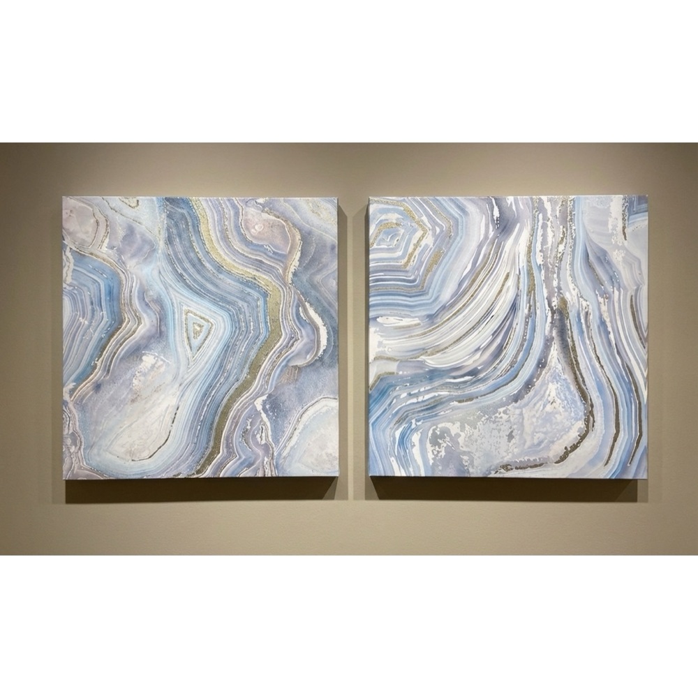 New Boutique Metallic Abstract Wrapped Canvas Set of Two